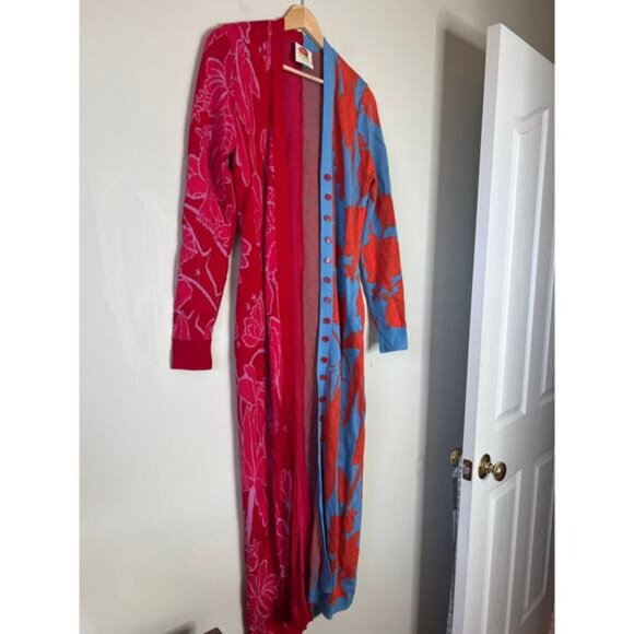 NEW FARM Rio Living Nature Cardigan V Neck Long Sleeve Dress Red Size: Small - Picture 3 of 7